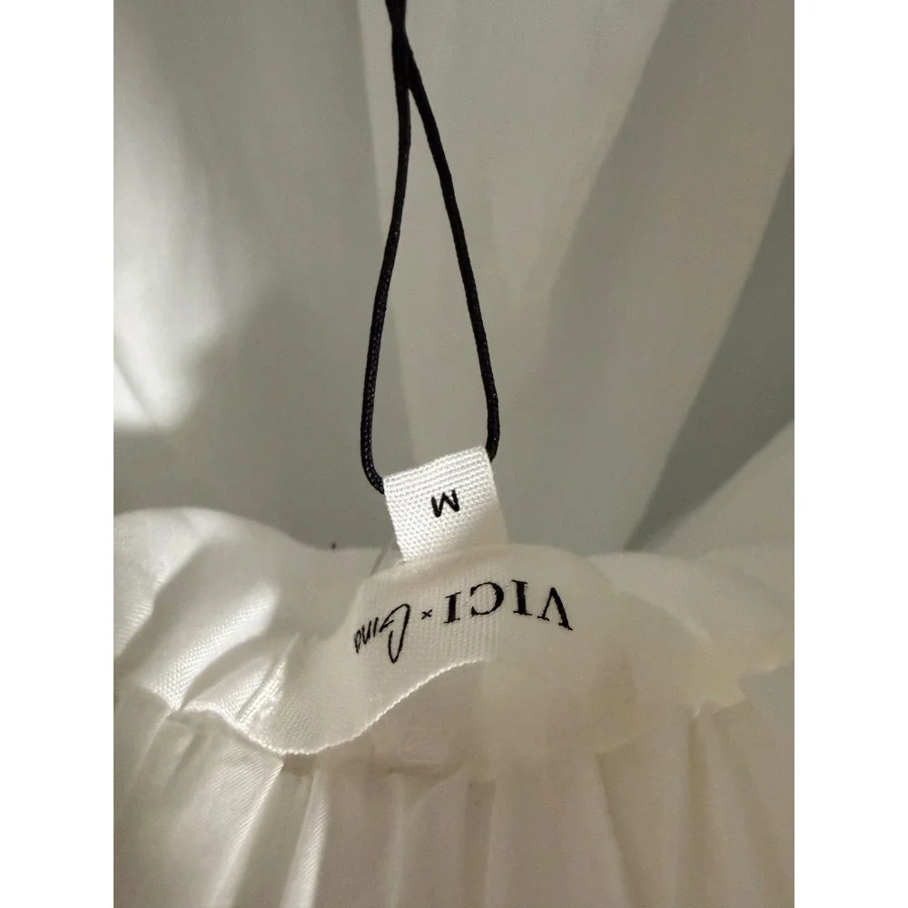 VICI x Gina White Open Back Ruched Strap Mini Dress‎ Womens Size Medium NWT